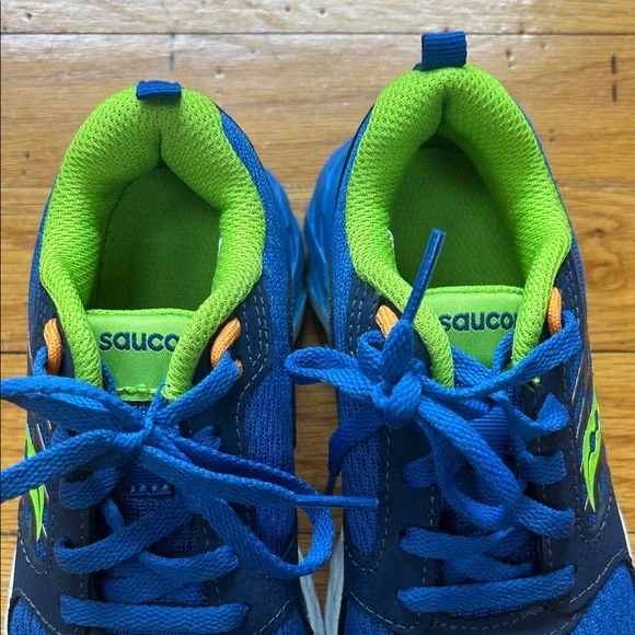 Saucony Kids Vibrant Blue and Neon Green Sneakers - Picture 6 of 6